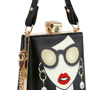 Bolso de mano pequeño estilo art déco retro para mujer / Bolso de mano negro elegante / Accesorio de moda de inspiración vintage