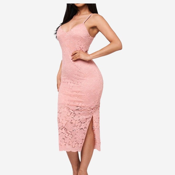 Lace midi dress spaghetti cheap strap