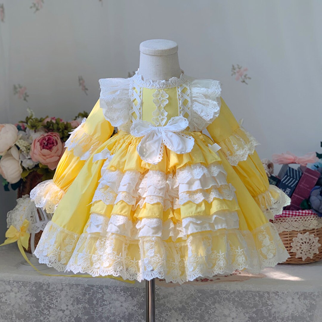 Yellow Princesscore Flower Girl Dress Baby Toddler Lace Tulle - Etsy