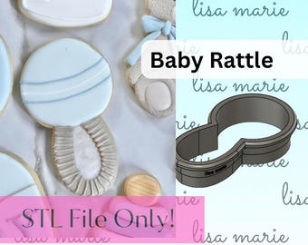 Archivo STL de cortador de galletas de sonajero para bebé - Baby Shower - Bebé - Recién nacido - Solo descarga digital