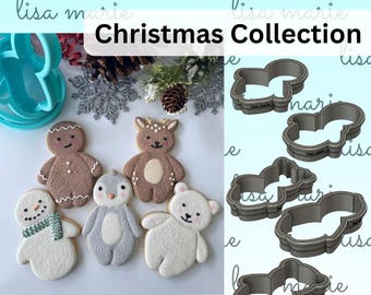 Christmas Collection Cookie Cutters -Cute Baby Animals - Winter - Stuffies - Squishmallow -  Birthday or Baby Shower- Holiday