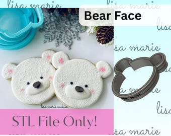 Bear Face STL File Cookie Cutter - Polar Bear - Brown Bear - Bear Head - Winter - Christmas -Digital Download Only