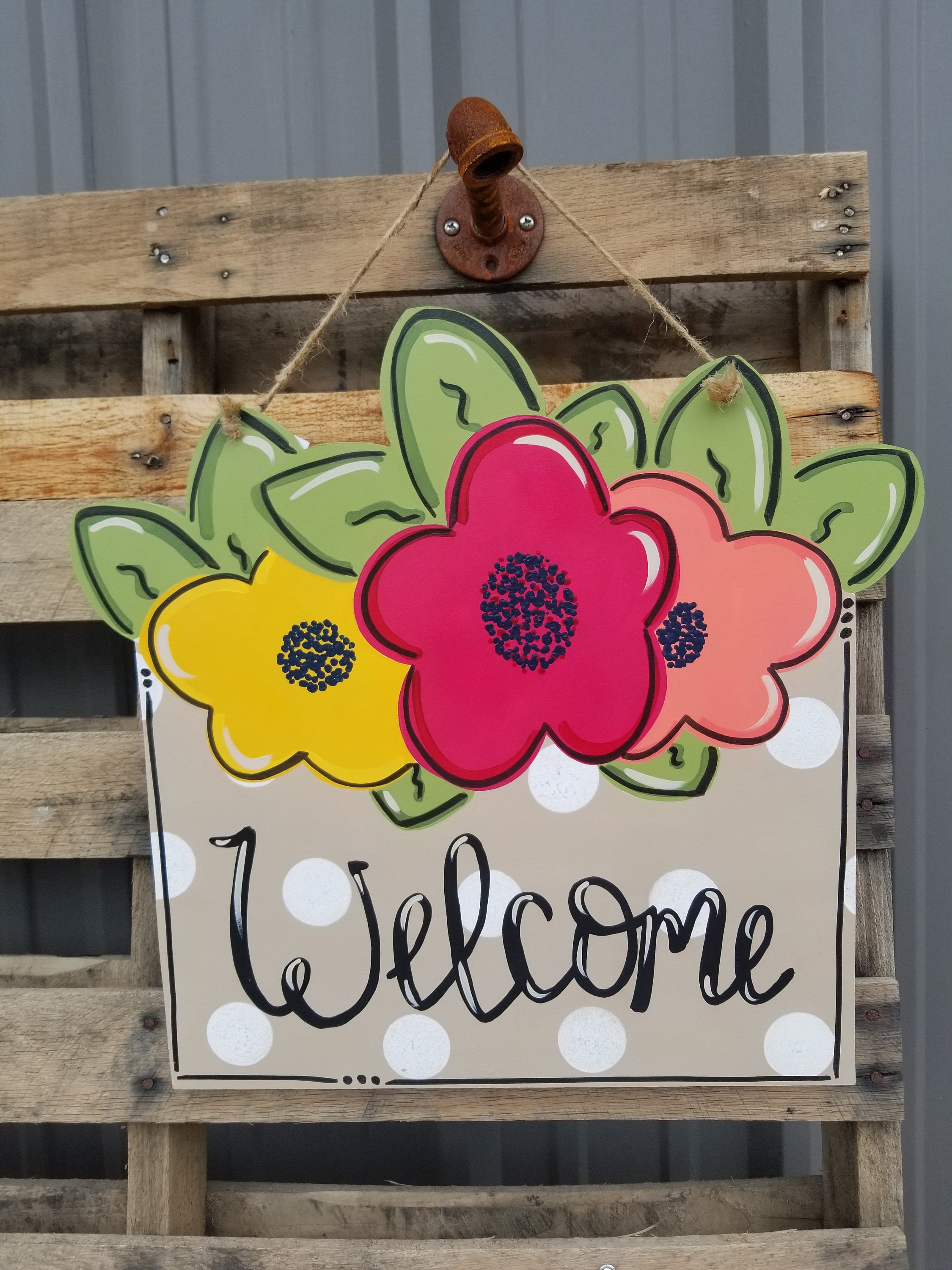 Floral Door Hanger // Spring Door Hanger // Flower Hello Door