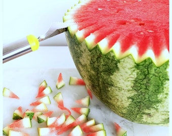 Corer Carver 2 in 1 Kitchen Tool for Watermelon Cookie Vegetable and More HaoYiShang Dual Purpose Stainless Steel Melon Baller and Fruit Carving Knife 