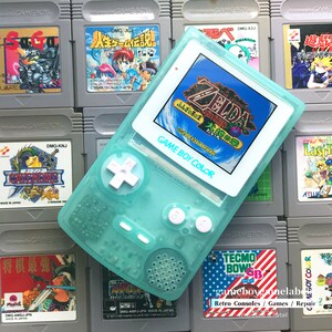 The Latest Tech!!! Gameboy Color GBC Mint Green Shell (logo color can change!) Shell with new Funny Playing IPS 2.0 Kits Backlit LCD console