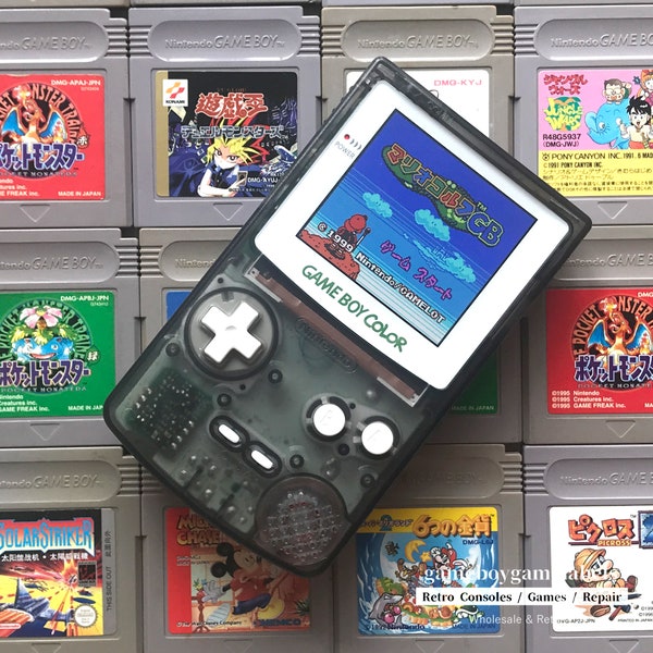 The Latest Tech!! Gameboy Color GBC Clear Black Shell (logo color can change!) Shell with new Funny Playing IPS 2.0 Kits Backlit LCD console