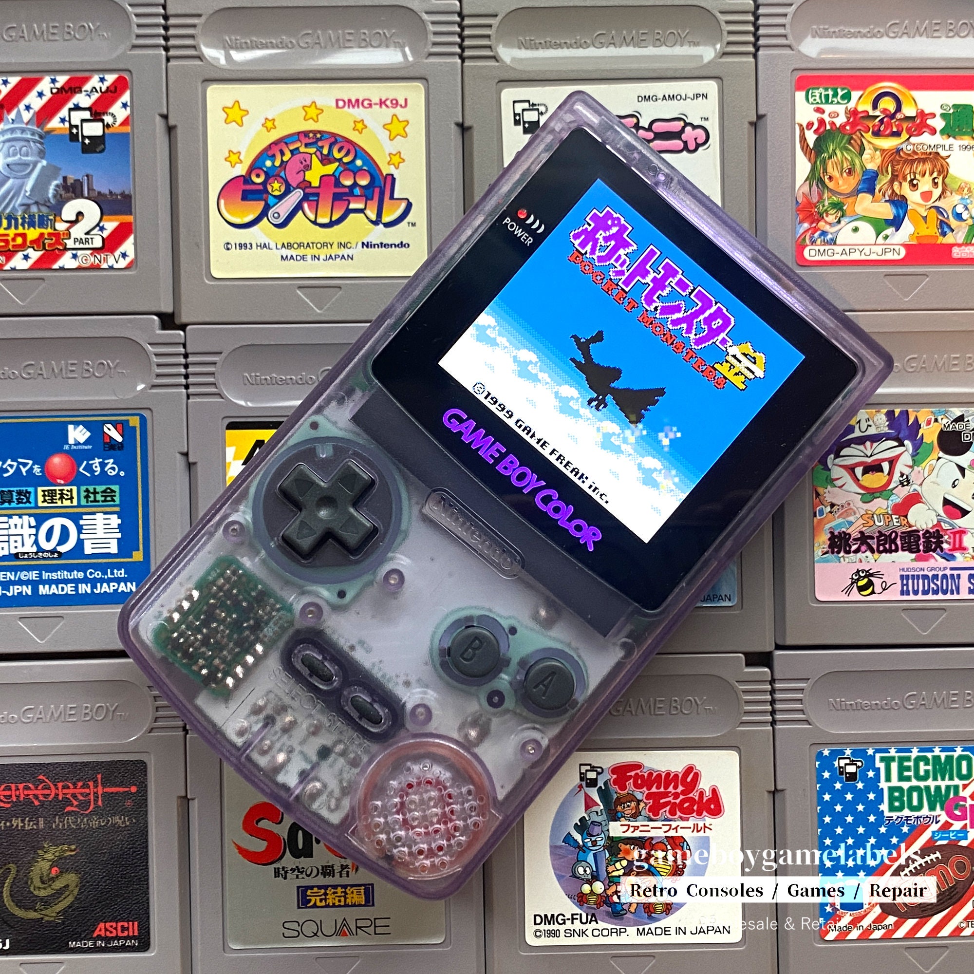 The Latest Tech Gameboy Color GBC Atomic Purple Shell logo Color Can Change  Shell With New Funny Playing IPS 2.0 Kits Backlit LCD Console 