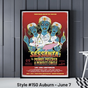 Pósters de todos los conciertos de Sessanta, póster del Anfiteatro White River de Sessanta, pósters de Puscifer, póster de Primus, póster de Las Vegas A Perfect Circle