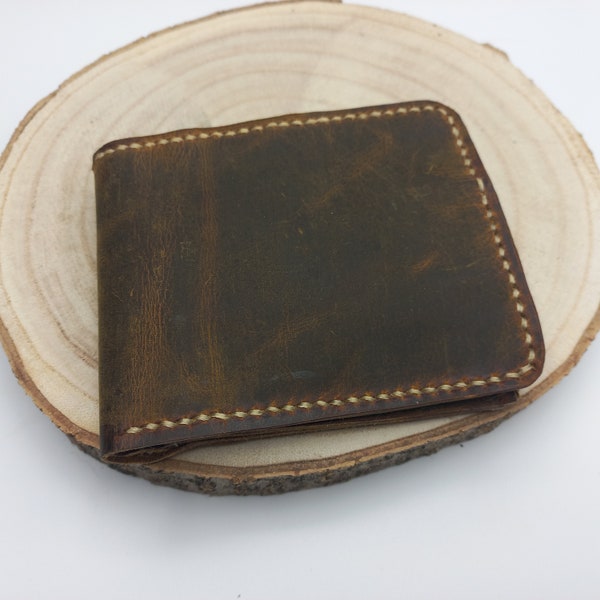 Handgenähte Brieftasche aus weichem Büffelleder