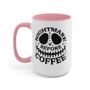 Nightmare Before Christmas Two-Tone Coffee Mugs, 15oz, Halloween Mug, Skeleton Mug, Coffee Lover Mug image 2