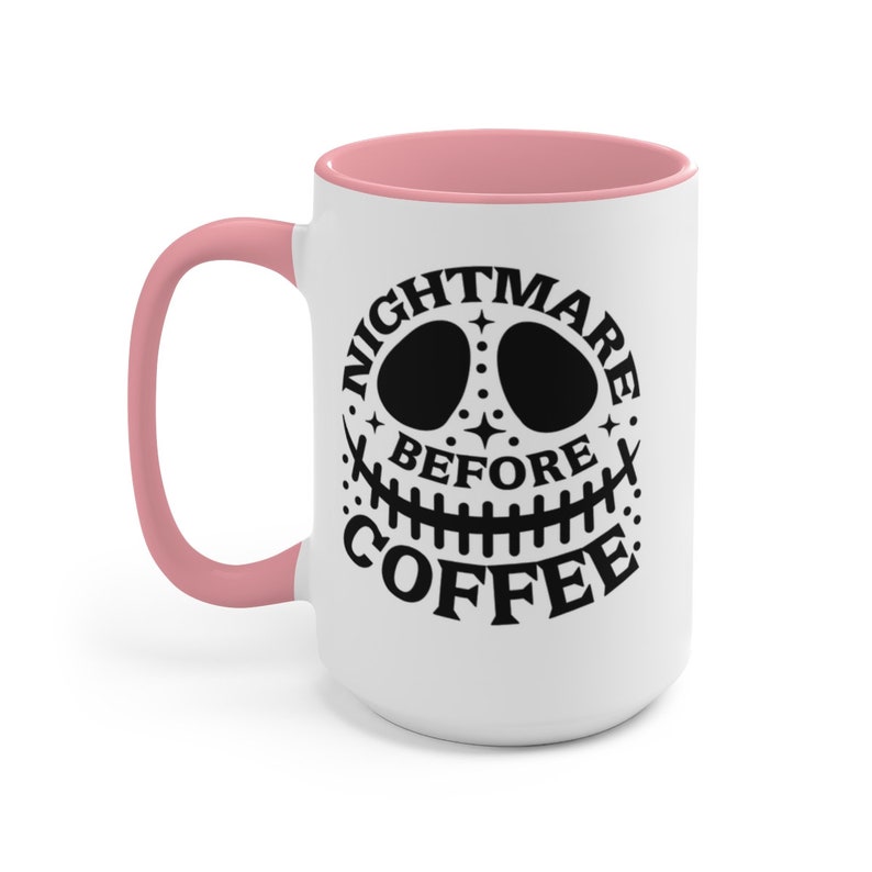 Nightmare Before Christmas Two-Tone Coffee Mugs, 15oz, Halloween Mug, Skeleton Mug, Coffee Lover Mug image 2