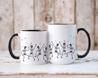 Dancing Skeleton Mug,  Skeletons, Halloween, Cute Skeleton Mug, Happy Skeletons, Halloween Mug