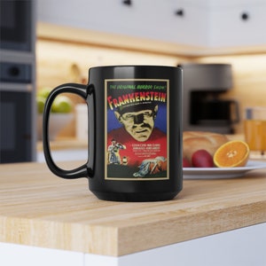 Boris Karloff Frankenstein Movie Poster Mug, 1931, Universal Monsters, Classic Horror Movie, 11oz, 15 oz