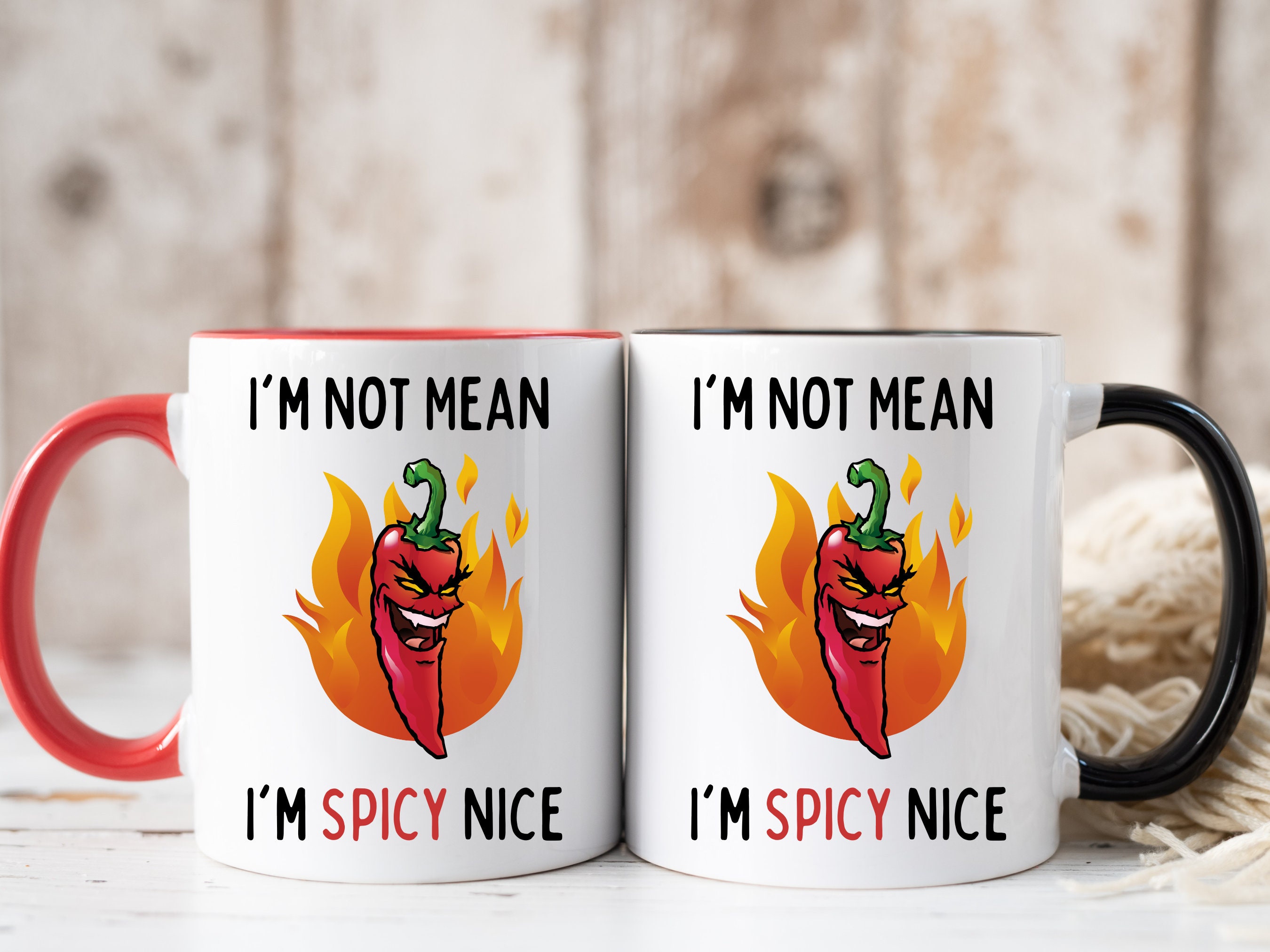 VERSION OF YOU. カップ付き5分丈 M I'm Not Mean I'm Spicy Nice Mug, Pepper Mug, Funny Coffee Mug