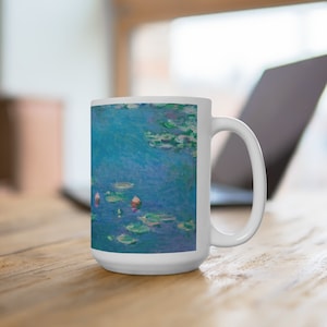 Claude Monet Water Lilies Painting on 15 oz Mug, Water Lilies Painting, Claude Monet Gift, Vintage Art Mug