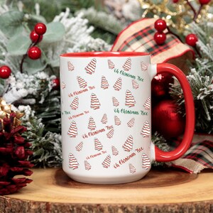 White Christmas Tree Cake Mug, Oh Christmas Tree Mug, White Christmas Tree Cake Mug