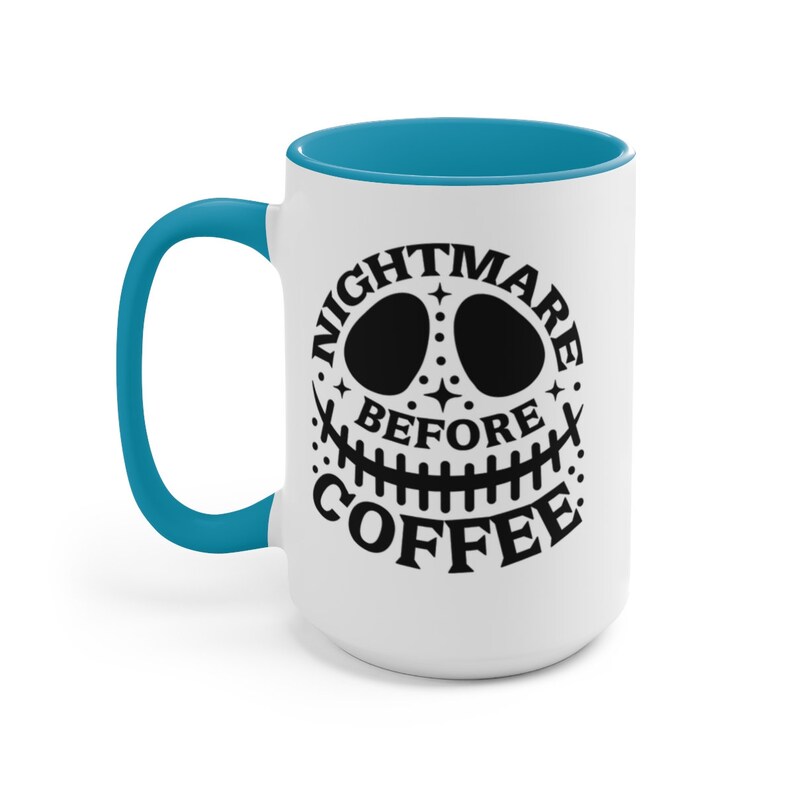 Nightmare Before Christmas Two-Tone Coffee Mugs, 15oz, Halloween Mug, Skeleton Mug, Coffee Lover Mug image 4