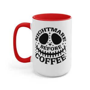 Nightmare Before Christmas Two-Tone Coffee Mugs, 15oz, Halloween Mug, Skeleton Mug, Coffee Lover Mug image 5