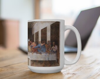 Leonardo Da Vinci's The Last Supper Painting, Ceramic Mug 15oz, Vintage Art Mug, Famous Paintings