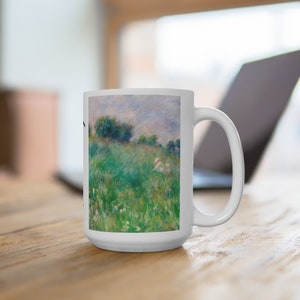 Pierre-Auguste Renoir Ceramic Mug 15oz, Renoir Seascape Painting, Meadow Painting, Vintage Paintings, Famous Artists