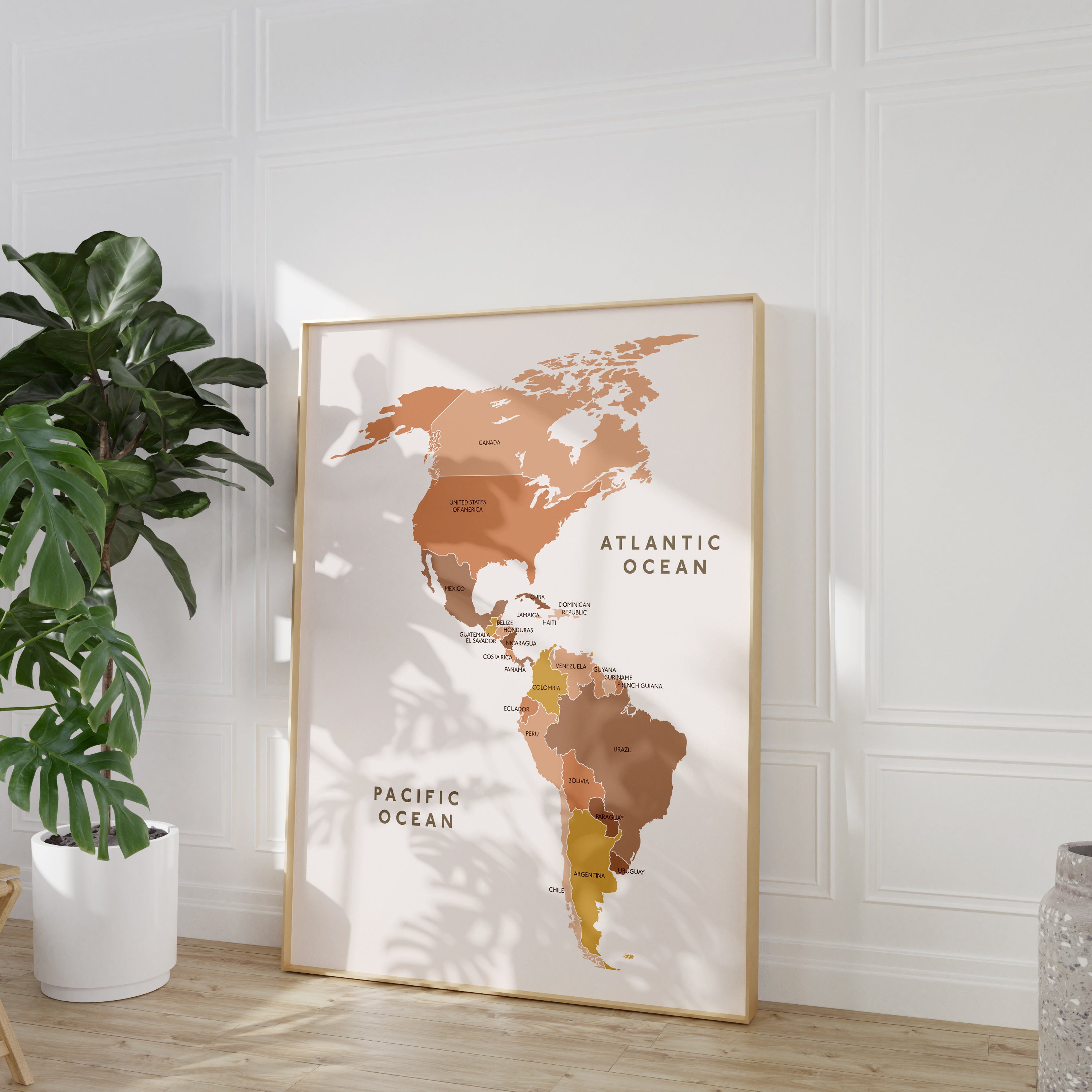 Printable Americas Map, North America Map, South America Map, Warm ...