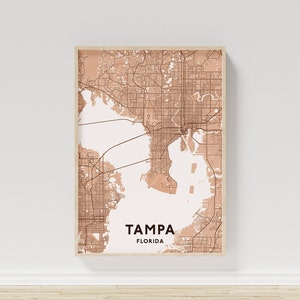 Tampa Florida Karte Print, Tampa Bay Area Wandkunst, Tampa Karte Wanddekor, Tampa Digitaldruck, St.Pete Tampa FL City Poster, Karte von Tampa