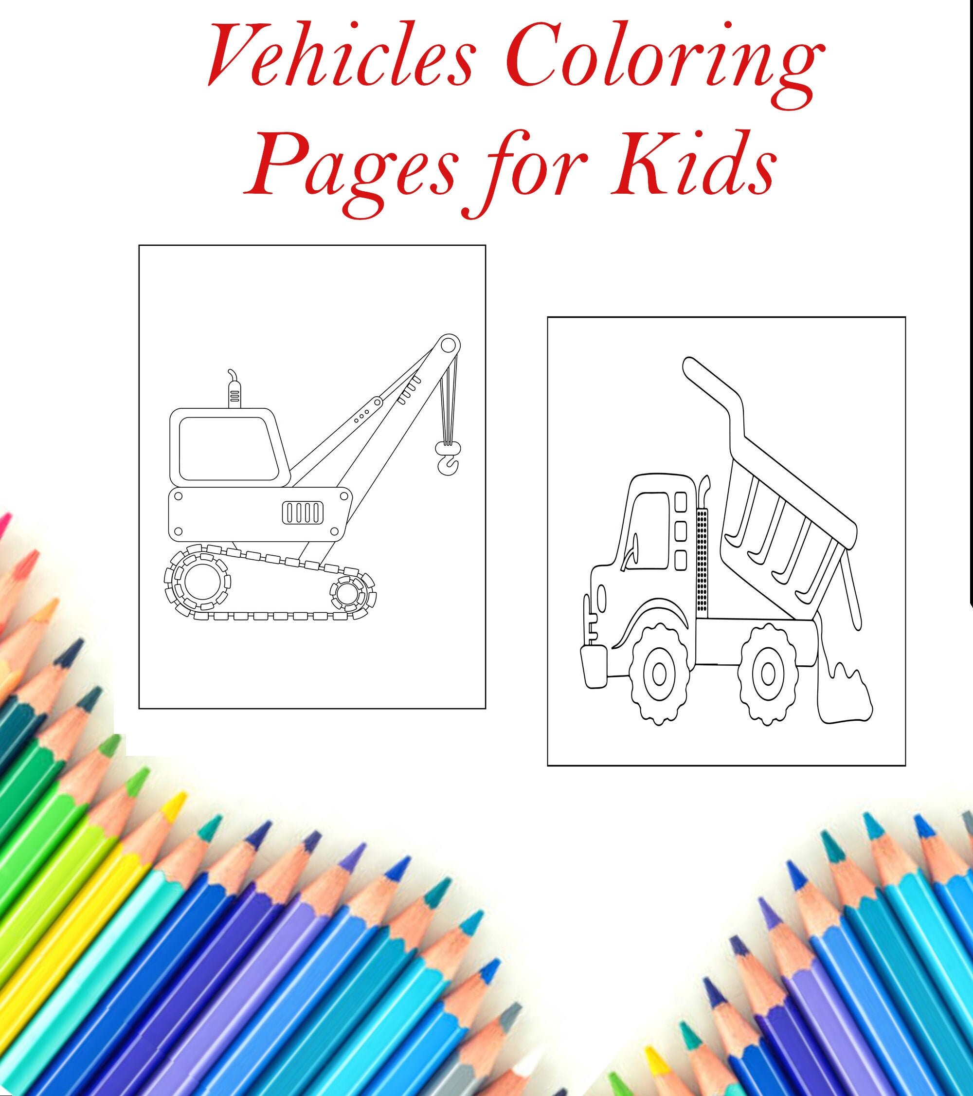 Kids Coloring Pages of Vehicles | Etsy