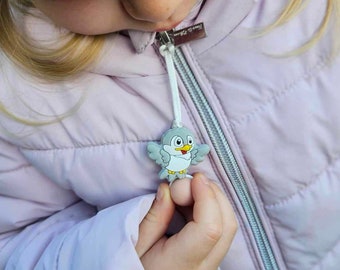 Reißverschluss Anhänger Vögelchen, Montessori Zipper Anhänger für Kinderjacke oder Kinderrucksack, cooles Mitbringsel für Kinder