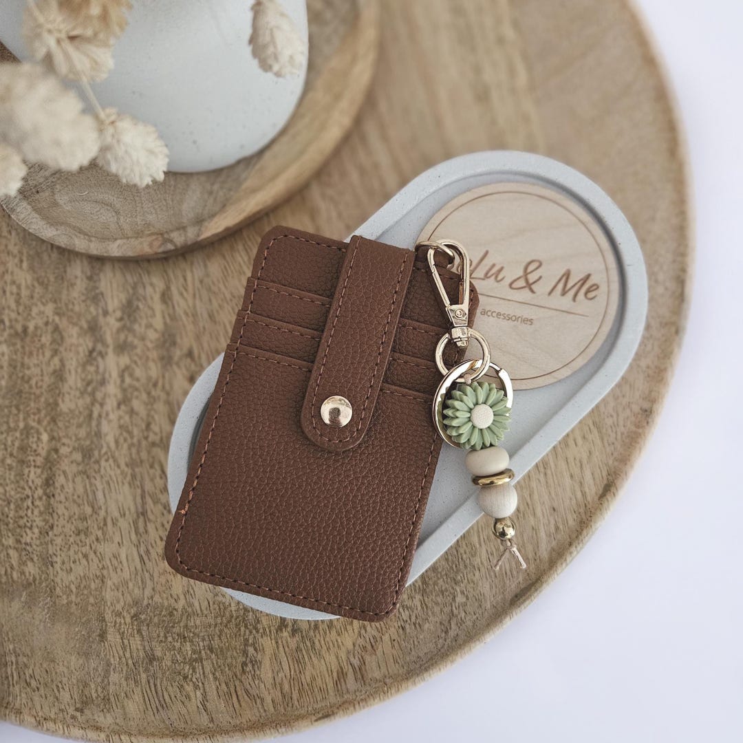 Keyring With Card Case for Women – Card Wallet With Pearl Charm – Gift ...