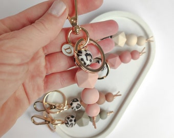 Keychain Leopard, Personalized, Silicone Beads, Bag Charm, Perfect Gift for Women, Girlfriend, Ideal for Mother's Day