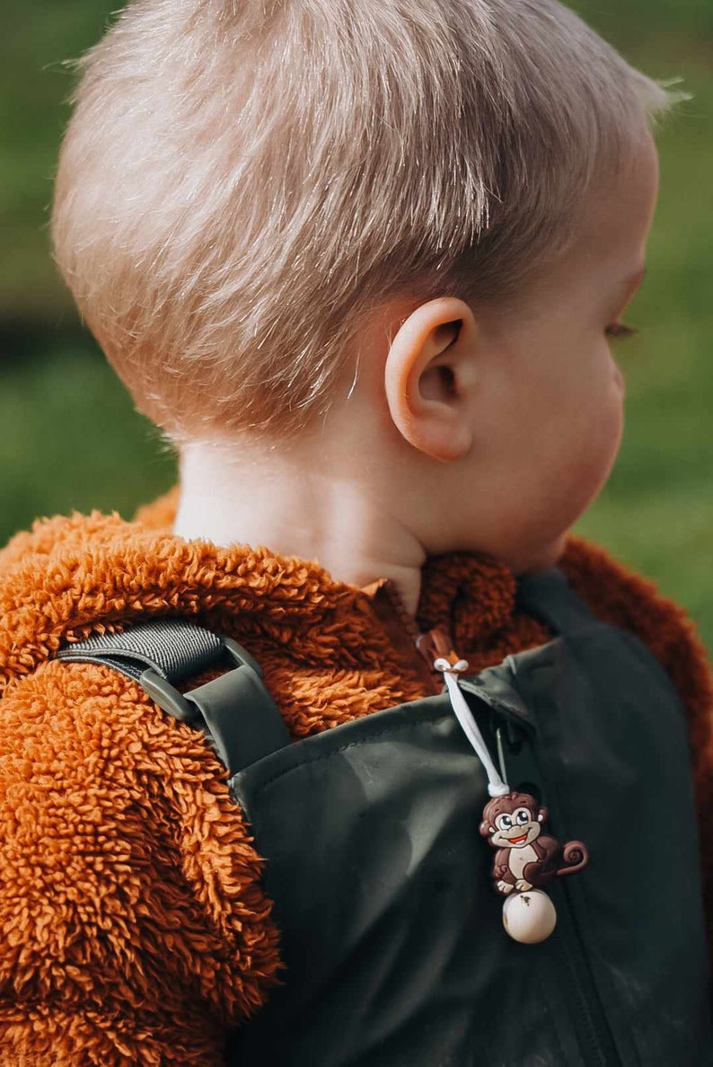 Reißverschluss Anhänger Dino Affe , Montessori Zipper Anhänger für Kinderjacke oder Kinderrucksack, cooles Mitbringsel für Kinder Bild 4