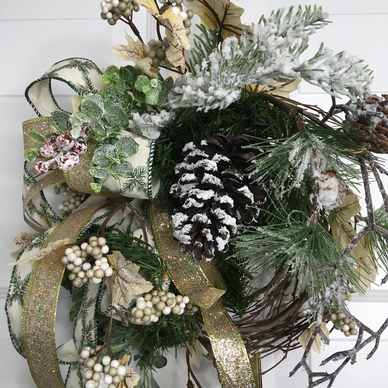 27 in. Snowy Pine Decorated Wreath main image 1