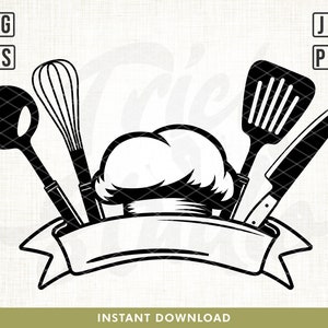 Chef tools svg, Chef Svg file, Chef Hat svg, Cooking svg, Kitchen svg, Cook svg, Head chef svg, Grill svg, Chef Gear design, Gear svg, png