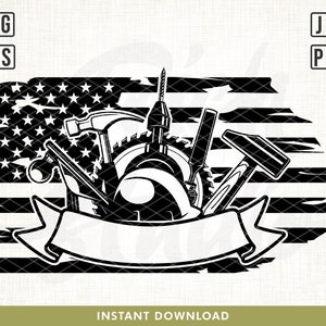 USA Carpenter Tools Svg, Carpenter Gear Svg, Carpenter svg, Workshop Svg, Builder Svg, Repair Tools Svg, Construction svg, USA flag svg, png