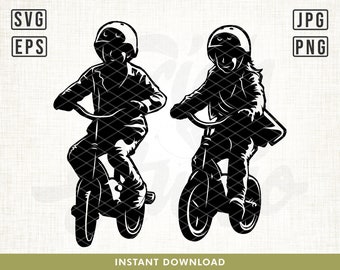 Kids Biker Svg, Bike svg, Boy and girl Biker Svg, Kids playing svg, Biking svg, Kid Life Svg, Push bike svg, Cut Files, Biker svg, Clipart