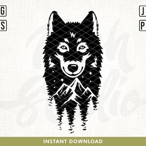 Mountain wolf svg, Howling Wolf SVG, Nature svg, Pine forest svg Trees, Hiking svg, Wilderness svg, Wolf svg, forest svg, adventure svg, png