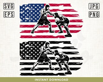 US Boxing Fight Svg File, Boxing Clipart, American Boxer Svg, Sport Fighting Fighter Svg, Svg Files for Cricut and Silhouette, Boxer dad