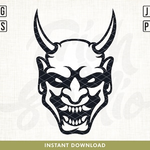 Oni Maske svg, Hannya Maske svg, japanische Maske svg, Lustige Gesichtsmaske Design, japanische svg, Cricut Datei, Digitaler Download, Cut Datei, druckbar