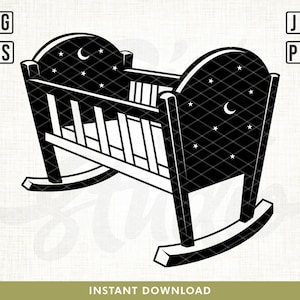 Baby Crib Svg File, Baby Svg, Child Svg, Baby Crib Silhouette SVG, Baby shirt, Baby crib Vector, Cut File For Silhouette, Svg, Eps, Png, Jpg