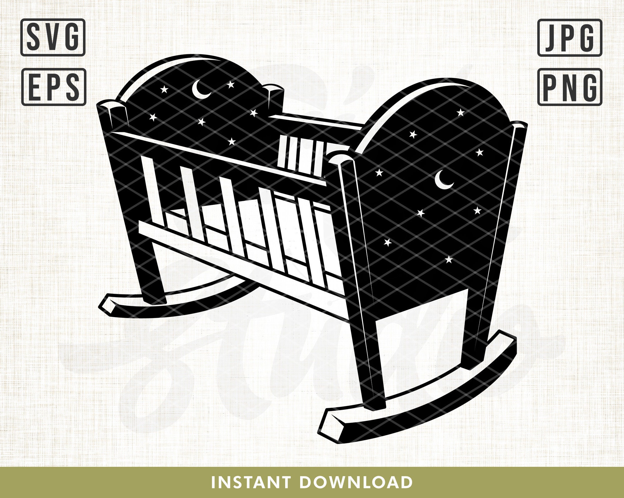 Baby Crib Svg File, Baby Svg, Child Svg, Baby Crib Silhouette SVG, Baby