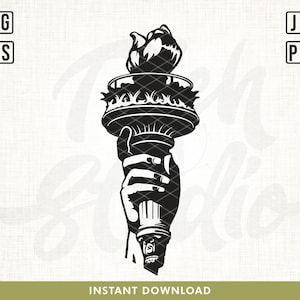 Tocha svg, Estátua da Liberdade SVG, Clipart da cidade de Nova York, Estátua da Liberdade, EUA svg, Arquivo de corte da estátua para silhueta Cricut, arquivos para impressão