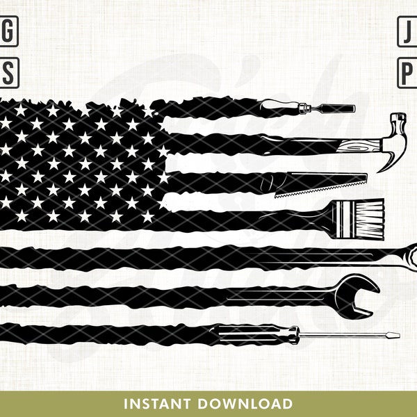 USA Flag Tools Svg, Builder Tools Svg, Bilder Svg, Distressed Flag Svg, Carpenter Shirt Svg, Repair Tools Svg, US Tools svg, USA flag svg