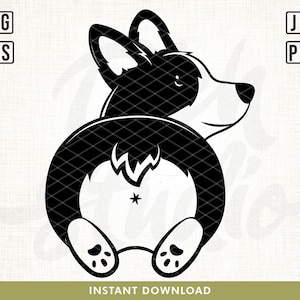 Corgi Butt Svg File, Cute corgi hond svg, Dog Butt svg, Schattig dier svg, Pet svg, Butt svg, Pembroke Welsh corgi svg, Silhouette Cricut, png