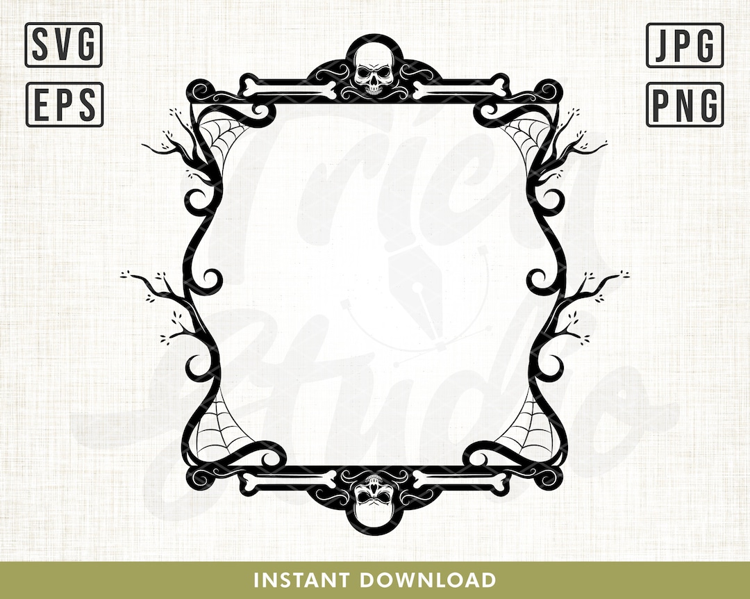 Halloween Frame Svg, Spooky Frame Svg, Skull Monogram Frame, s Svg