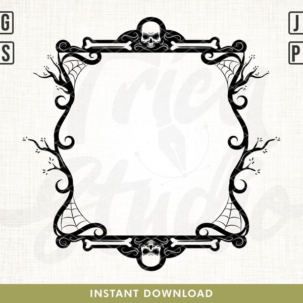 Halloween Frame Svg, Spooky frame svg, Skull Monogram Frame, Webs Svg, Halloween Wreath Svg, Bones frame Svg, Ghost Svg, Skull frame Svg