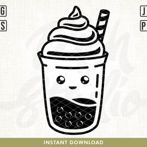 Süßer Bubble Tea Svg, Boba Tee Schneidedatei, Kawaii Getränk, Süßes Essen, Boba Tea svg, Cute Food Design, Druckbar, Silhouette Cricut Vinyl Aufkleber