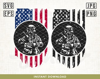 File Svg pompiere Usa, Clipart vigile del fuoco, Pompiere Svg, Soccorritore svg, Firefighter Png, Fireman Clipart, Bandiera Usa svg, File di taglio