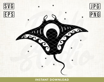 Manta Ray Svg, Stingray Svg, Celestial Manta Ray svg, Ocean Svg, Sea animal svg, Boho svg, Boho Manta ray svg, T-shirt design, Printable