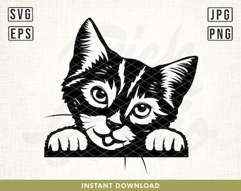 Gato espiando arquivo SVG, gatinho fofo espiando SVG, gato SVG, clipart de gato, gato espiando animal SVG, gato fofo SVG, animal espiando SVG, gatinho SVG