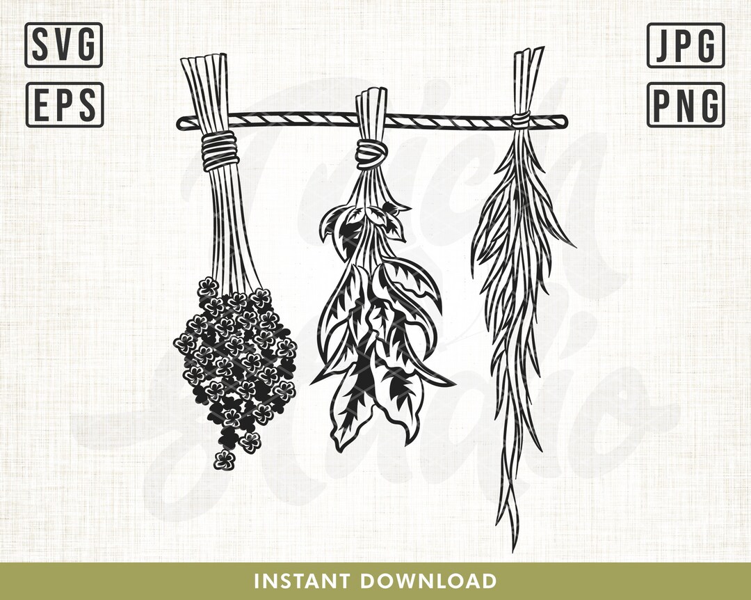 Dying Herbs SVG, Herbs Svg File, Garden Svg, Organic Svg, Spices Svg